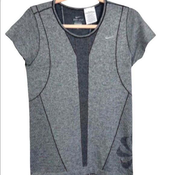 Nike Dri-Fit Stretch Running Top Grey Run Fast Fearless Crew Neck Athletic XL - Picture 4 of 10